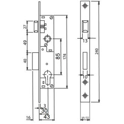 Корпус замка Santos Profile Lock 726 (30/85) SS нержавіюча сталь Корпус замка Santos Profile Lock 726 (30/85) SS нержавіюча сталь