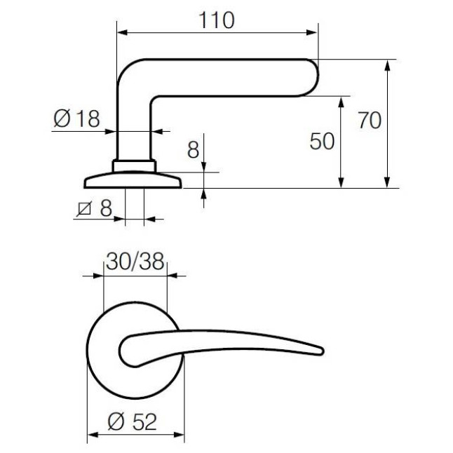 Ручка дверна Abloy Akatemia 133/002 MS / HCr матовий хром