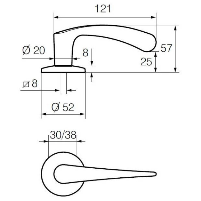 Ручка дверна Abloy 19/002 Interia Ms / Cr хром