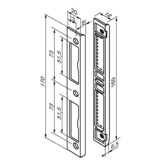 Ответная планка Abloy 4669 латунь Ответная планка Abloy 4669 латунь