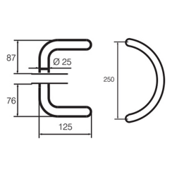 Ручка дверная Abloy Ergo 325-25/250 полированная латунь Ручка дверная Abloy Ergo 325-25/250 полированная латунь