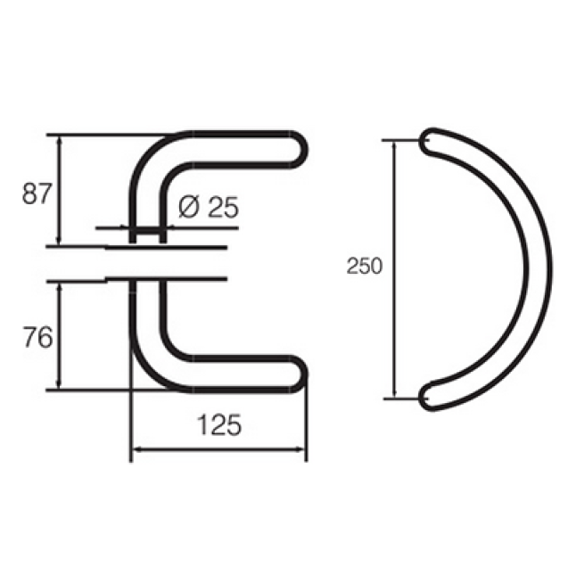 Ручка дверная Abloy Ergo 325-25/250 полированная латунь Ручка дверная Abloy Ergo 325-25/250 полированная латунь