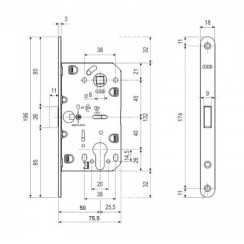 Корпус замка Agb Mediana Polaris XT DIN B06103.50.06 (магнитный) хром Корпус замка Agb Mediana Polaris XT DIN B06103.50.06 (магнитный) хром