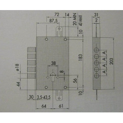 Корпус замка Cisa В6525 Корпус замка Cisa В6525