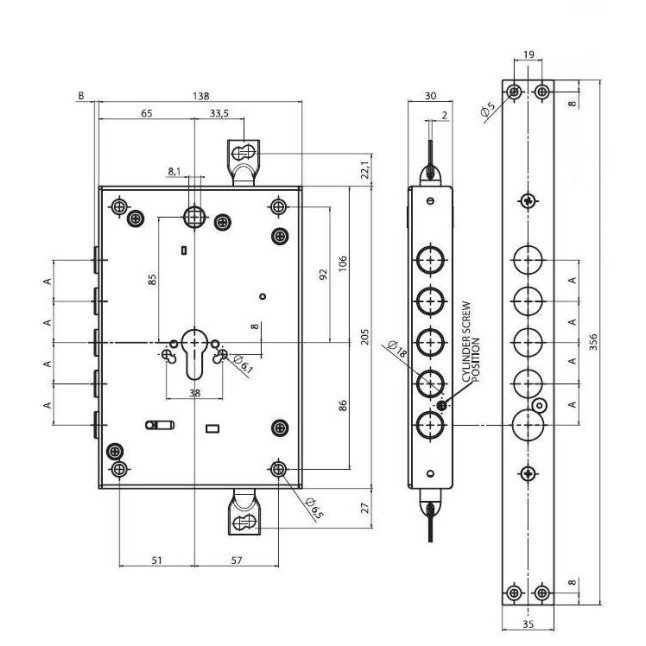 Корпус замка 3-х Mul-t-lock CEMA