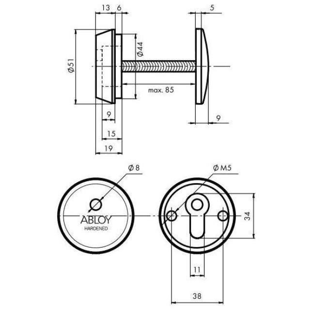 Броненакладка накладна Abloy CH 101 золото