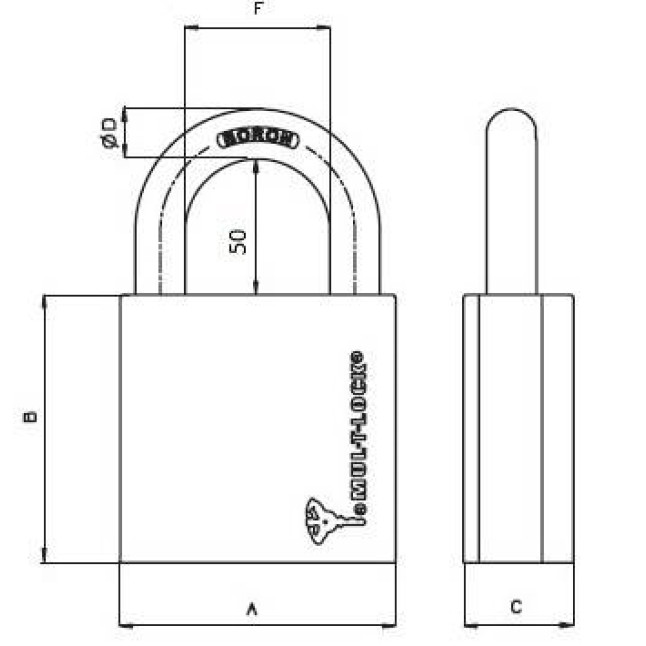 Замок навісний Mul-t-lock G-55 / 50mm (7x7)