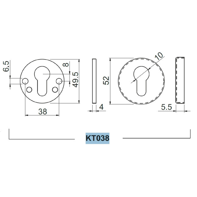 Декоративная накладка Disec KT038 DIN ROUND хром