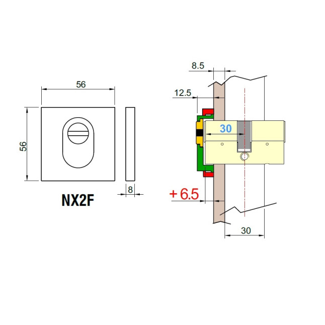Броненакладка накладная Disec Guarda QUADRA NX2F DIN SQUARE латунь PVD Броненакладка накладная Disec Guarda QUADRA NX2F DIN SQUARE латунь PVD