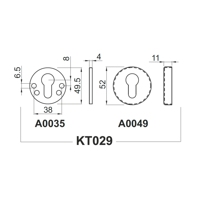 Декоративная накладка Disec KT029 PZ DIN Oval матовый хром