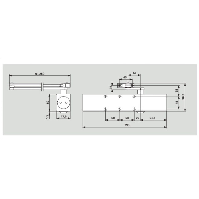 Доводчик дверной Dorma TS83 EN 3/4/5/6 BC белый Доводчик дверной Dorma TS83 EN 3/4/5/6 BC белый