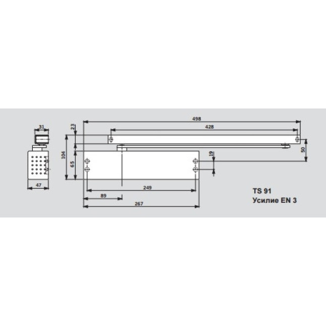 Доводчик дверной Dorma TS91 B EN 3 серый