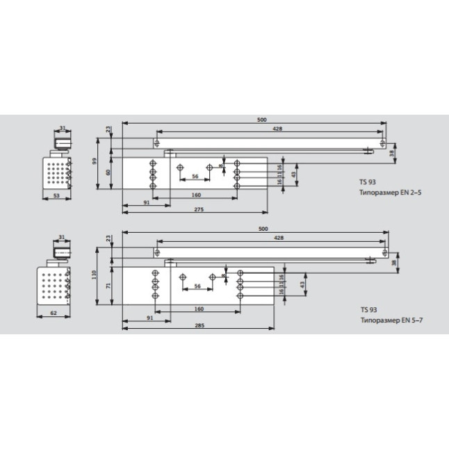 Доводчик дверной Dorma TS93 G EN 5/6/7 BC/DC белый Доводчик дверной Dorma TS93 G EN 5/6/7 BC/DC белый