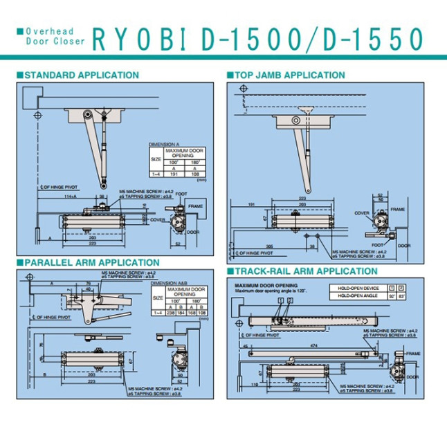 Доводчик дверной Ryobi D-1554 STD серый антрацит