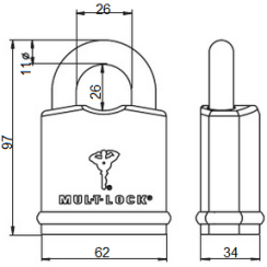 Замок навісний Mul-t-lock E11-L (Interactive) Замок навісний Mul-t-lock E11-L (Interactive)