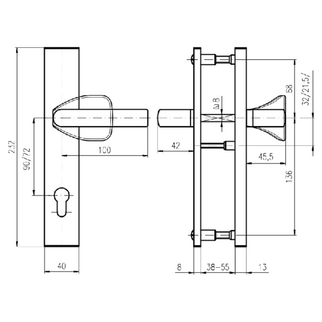 Защитная фурнитура Rostex 807 (72мм) антик brown Защитная фурнитура Rostex 807 (72мм) антик brown