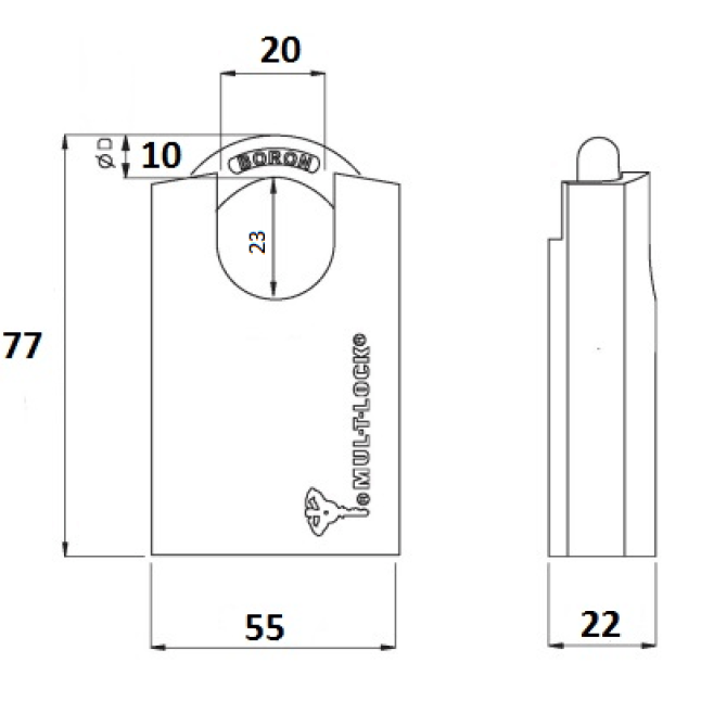 Замок навісний Mul-t-lock G-55Р / 23mm (7x7)