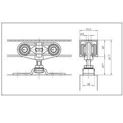 Комплект раздвижной системы Rollan Geze40 для створки 810-1000 мм до 40 кг Комплект раздвижной системы Rollan Geze40 для створки 810-1000 мм до 40 кг