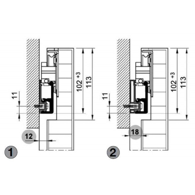 Комплект системы для раздвижных дверей Design 80-V с демпфером 680 мм шина 2000 мм от стены 12 мм Комплект системы для раздвижных дверей Design 80-V с демпфером 680 мм шина 2000 мм от стены 12 мм