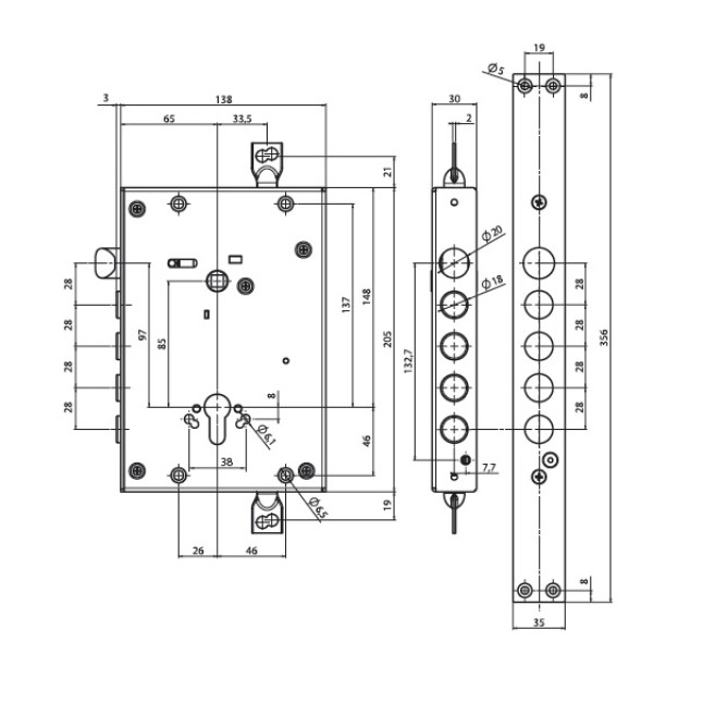 Корпус замка Mul-t-lock CEC1
