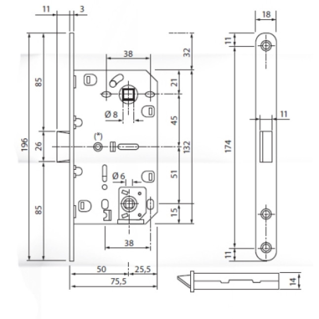 Корпус замка Siba SB9650 SN нікель матовий