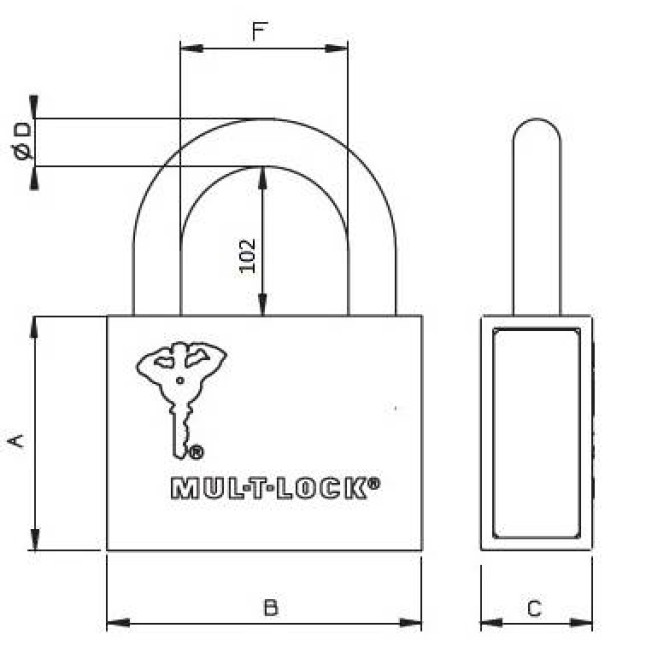 Замок навісний Mul-t-lock M10 / C3 (Classic) висота дужки 102 мм