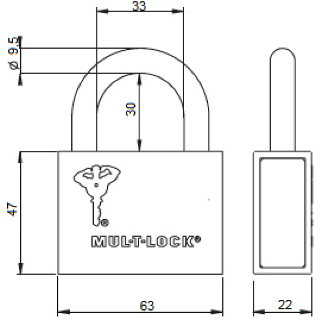 Замок навісний Mul-t-lock M10 (Classic) висота дужки 30 мм