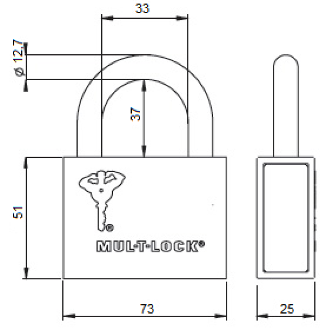 Замок навісний Mul-t-lock M13 / C1 (Classic) висота дужки 37 мм