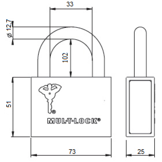 Замок навісний Mul-t-lock M13 / C3 (Classic) висота дужки 102 мм