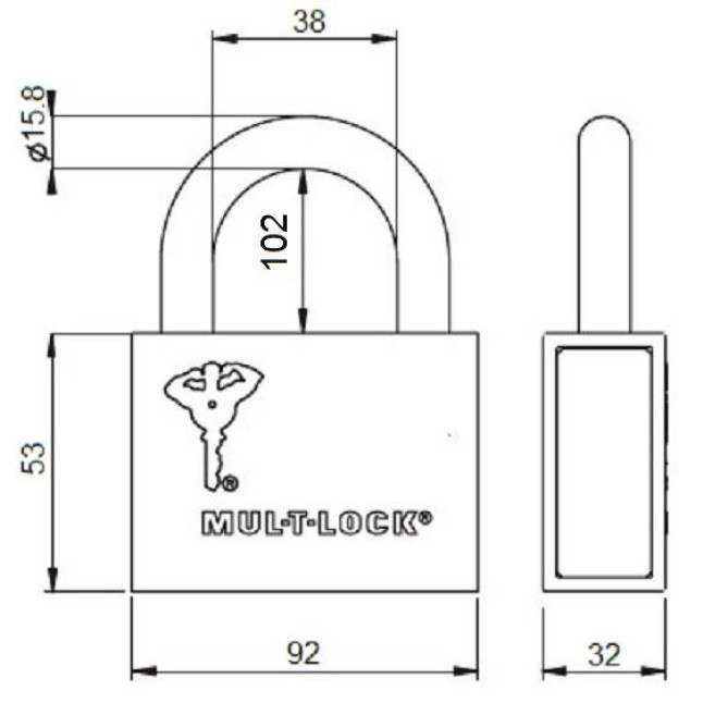Замок навісний Mul-t-lock M16 / C3 (Classic) висота дужки 102 мм