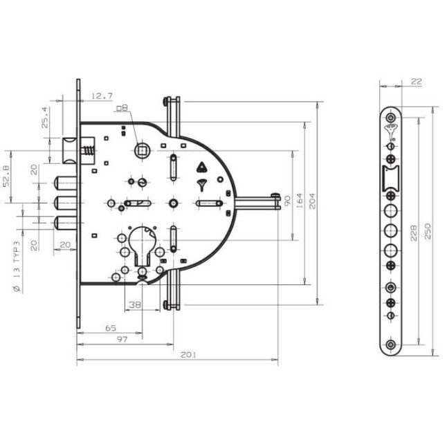 Корпус замка Mul-t-lock M267 (4-х стороннее запирание) Корпус замка Mul-t-lock M267 (4-х стороннее запирание)