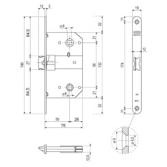 Корпус замка Agb Mediana WC b01019.50.03 латунь Корпус замка Agb Mediana WC b01019.50.03 латунь