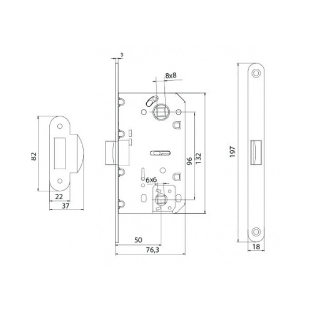 Корпус замка WC MVM Linde P-2056 MA матовий антрацит
