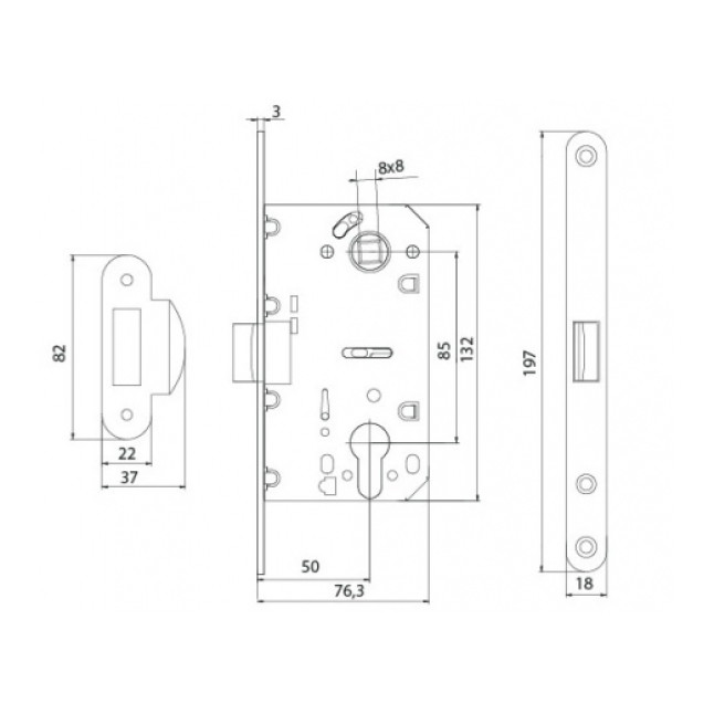 Корпус замка MVM Linde P-2056C AB античная бронза