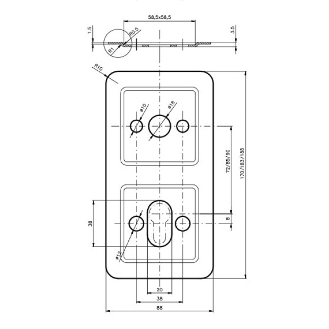 Пластина ремонтна Rostex Rotondum 85мм матова нержавіюча сталь