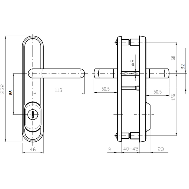 Защитная фурнитура Rostex R1 Decor (85мм) Ti/Sat титан сатин Защитная фурнитура Rostex R1 Decor (85мм) Ti/Sat титан сатин