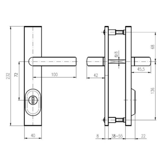 Защитная фурнитура Rostex R1 (72мм) Cr хром