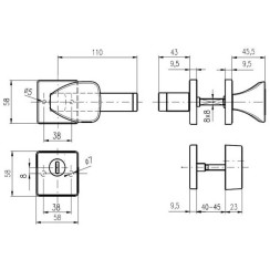 Защитная фурнитура Rostex R1/H Quadrum Ti/Mat матовое золото