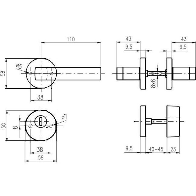 Защитная фурнитура Rostex R4/S Rotondum EXTRA Cr/Mat матовый хром Защитная фурнитура Rostex R4/S Rotondum EXTRA Cr/Mat матовый хром