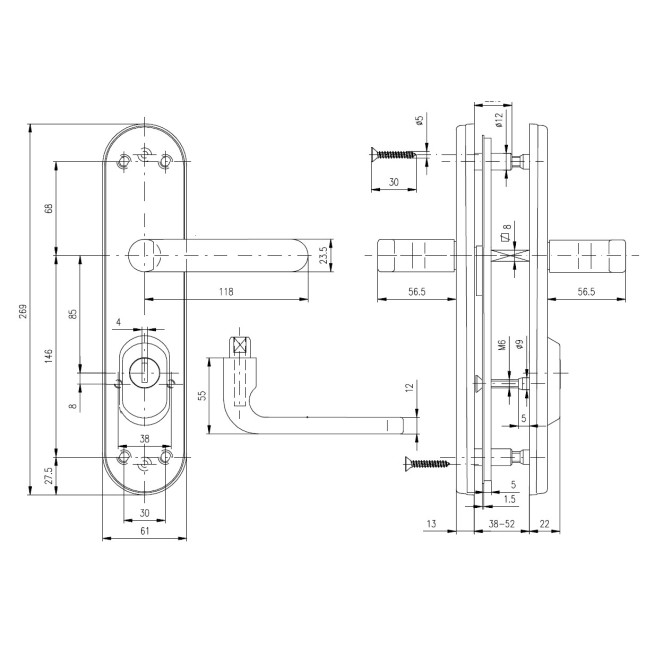 Защитная фурнитура Rostex R4 Solid-Pro (85мм) матовое золото