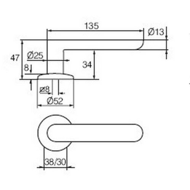 Ручка дверна Abloy Inoxi 21/002 сталь