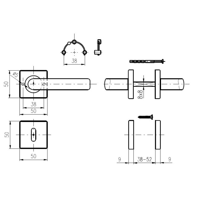 Ручка дверная Rostex Ravena H53 хром Ручка дверная Rostex Ravena H53 хром