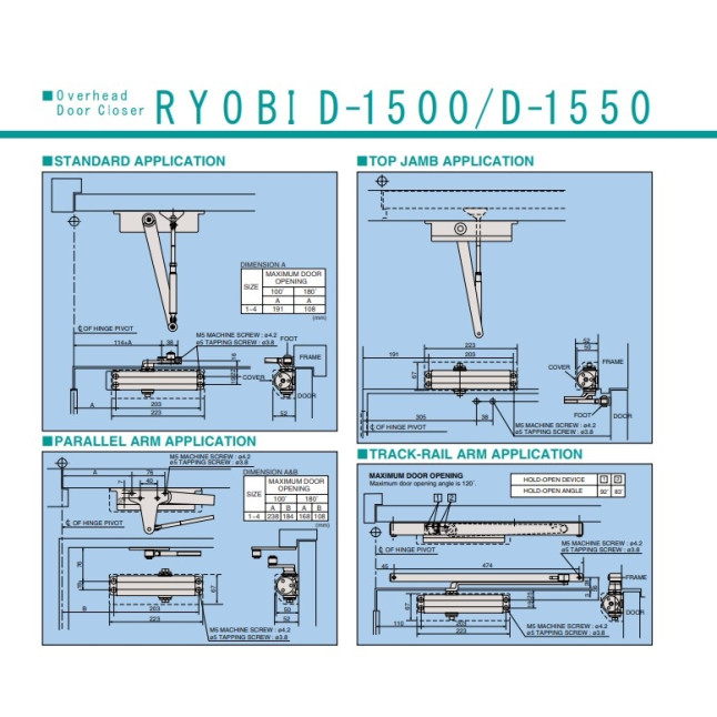 Доводчик дверний Ryobi DS-1554 Темно-бронзовий Доводчик дверний Ryobi DS-1554 Темно-бронзовий