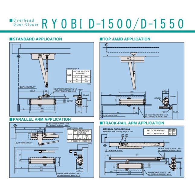 Доводчик дверний Ryobi DS-1554 Сірий антрацит