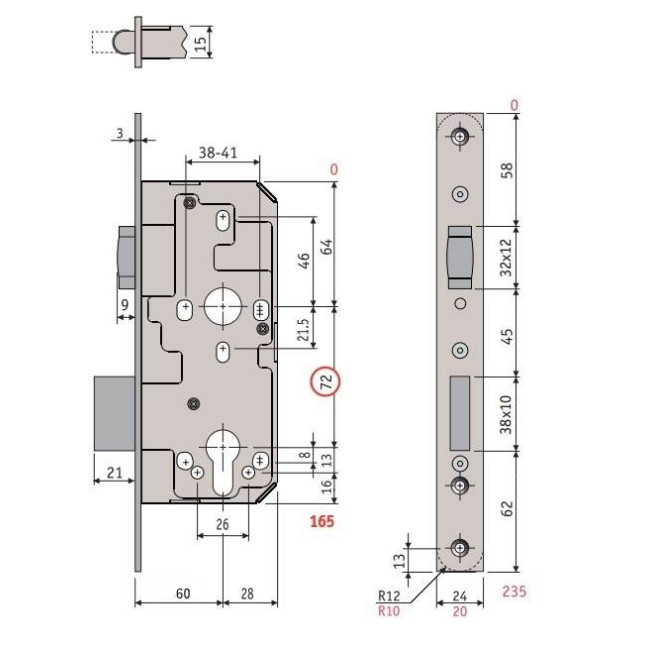 Корпус замка Mul-t-lock Sash lock 712 серия (бексет 60 мм) Корпус замка Mul-t-lock Sash lock 712 серия (бексет 60 мм)