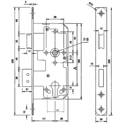 Корпус замка Santos Sash lock 7 (60/72) PB матовая латунь Корпус замка Santos Sash lock 7 (60/72) PB матовая латунь
