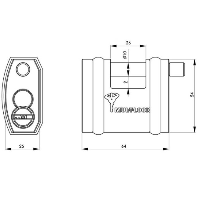 Замок навесной Mul-t-lock SBNE10 7x7 0767 3DND77 Замок навесной Mul-t-lock SBNE10 7x7 0767 3DND77