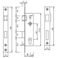 Корпус замка Siba ALU 10053-35 CP для алюмінієвих дверей Корпус замка Siba ALU 10053-35 CP для алюмінієвих дверей