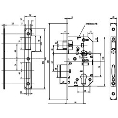 Корпус замка для протипожежних дверей Vachette D455 Корпус замка для протипожежних дверей Vachette D455