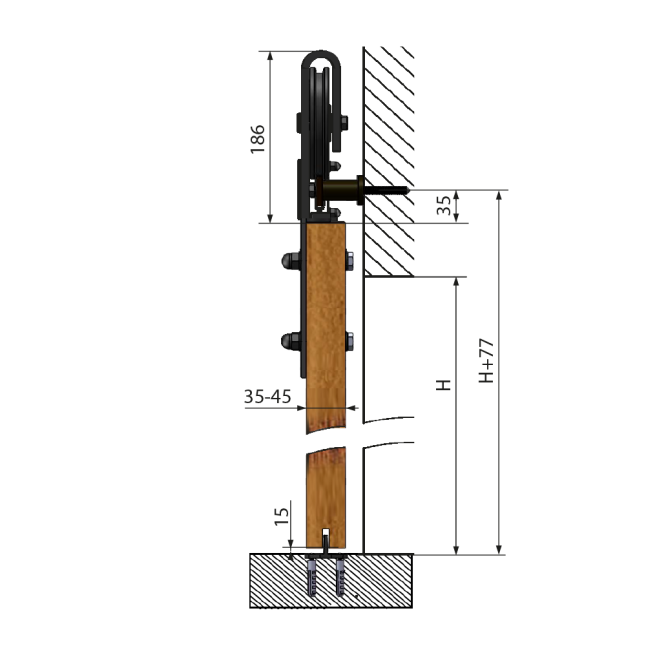 Раздвижная система в сборе для раздвижных дверей Valcomp DESIGN LINE IZYDA 2000 мм Раздвижная система в сборе для раздвижных дверей Valcomp DESIGN LINE IZYDA 2000 мм